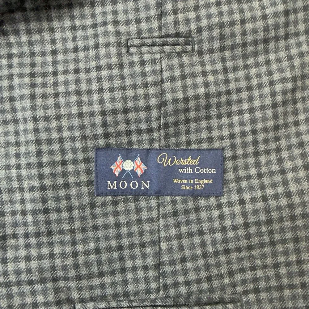 J.Crew Ludlow 46R Slim Blazer Abraham Moon Wool Cotton Unstructured Jacket Check